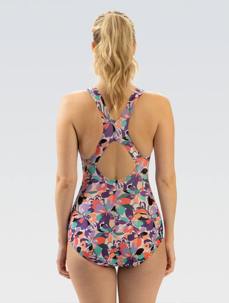 Gubotare Modest Swimsuits For Women Women's One Piece Swimsuit Scoop Neck  Double Straps Geo-Print Swimwear Bathing Suits,Sky Blue XL